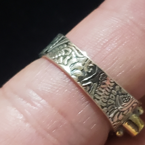 Rainbow Moonstone Ring ~ 925 Sterling Silver w/ Brass Accents - Picture 7 of 16